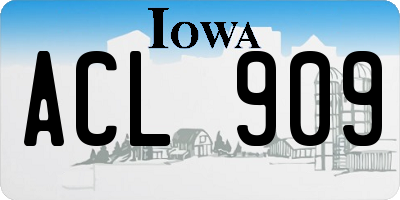 IA license plate ACL909