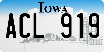 IA license plate ACL919