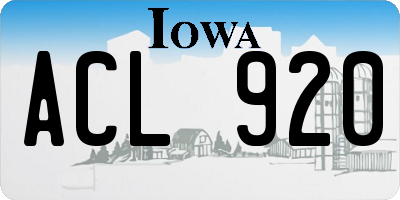 IA license plate ACL920