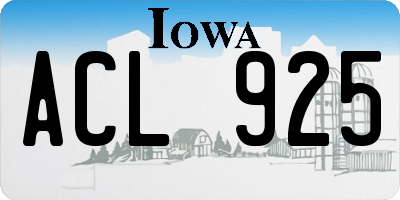 IA license plate ACL925