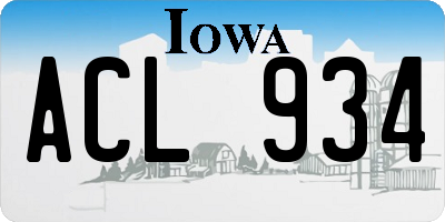 IA license plate ACL934