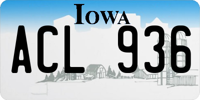 IA license plate ACL936