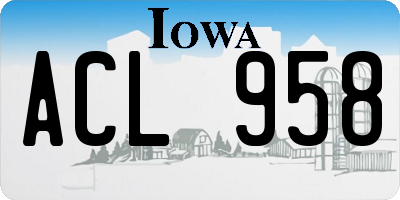 IA license plate ACL958