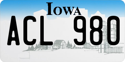 IA license plate ACL980