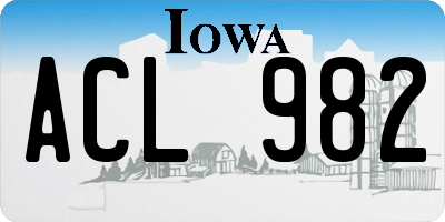 IA license plate ACL982