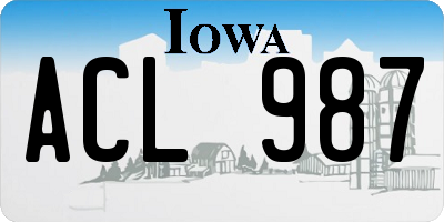 IA license plate ACL987