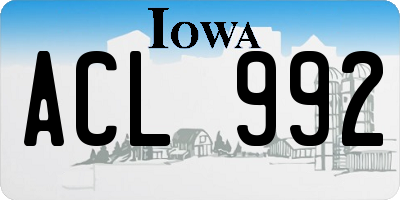 IA license plate ACL992