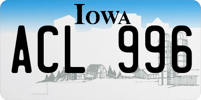 IA license plate ACL996
