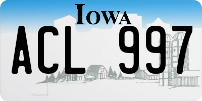 IA license plate ACL997