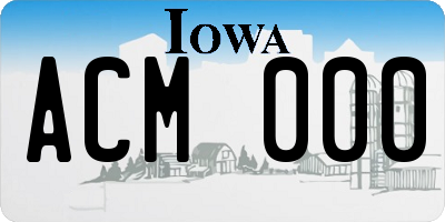 IA license plate ACM000