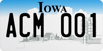 IA license plate ACM001
