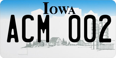 IA license plate ACM002
