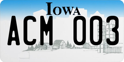 IA license plate ACM003