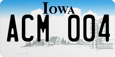 IA license plate ACM004