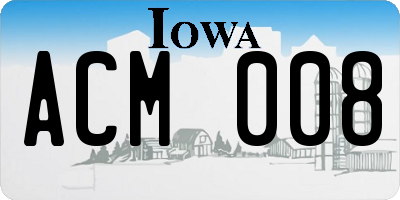 IA license plate ACM008