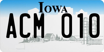 IA license plate ACM010