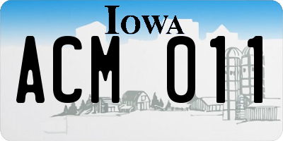 IA license plate ACM011