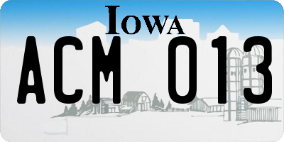 IA license plate ACM013