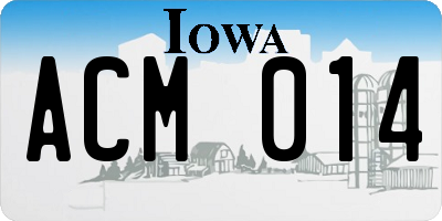 IA license plate ACM014