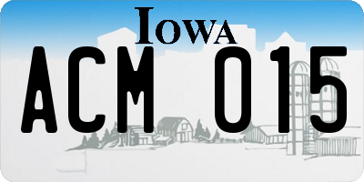 IA license plate ACM015