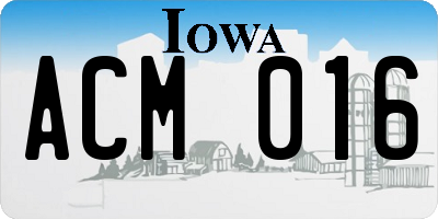 IA license plate ACM016