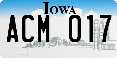 IA license plate ACM017