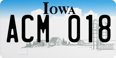 IA license plate ACM018