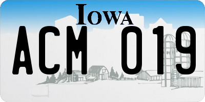 IA license plate ACM019