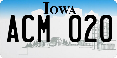 IA license plate ACM020