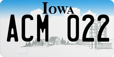 IA license plate ACM022