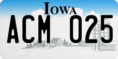 IA license plate ACM025