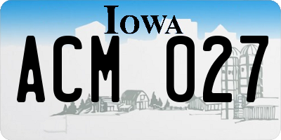 IA license plate ACM027