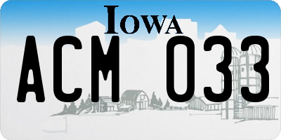 IA license plate ACM033