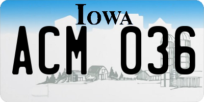 IA license plate ACM036