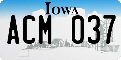 IA license plate ACM037