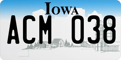 IA license plate ACM038