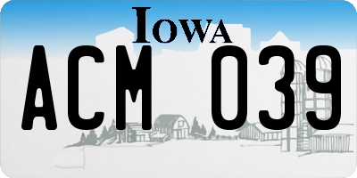 IA license plate ACM039