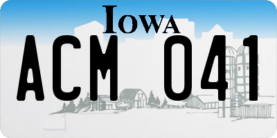 IA license plate ACM041