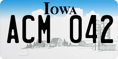 IA license plate ACM042