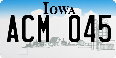 IA license plate ACM045