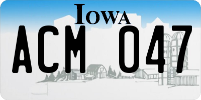 IA license plate ACM047