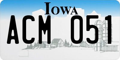 IA license plate ACM051
