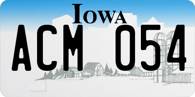 IA license plate ACM054