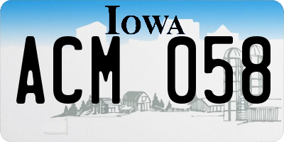 IA license plate ACM058