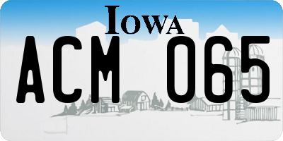 IA license plate ACM065