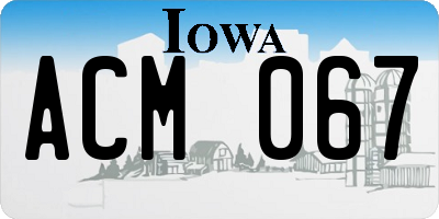 IA license plate ACM067