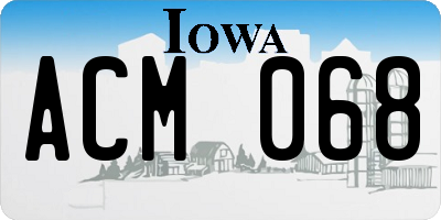 IA license plate ACM068