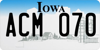 IA license plate ACM070