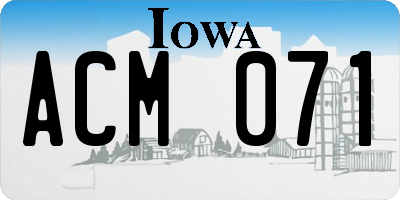IA license plate ACM071