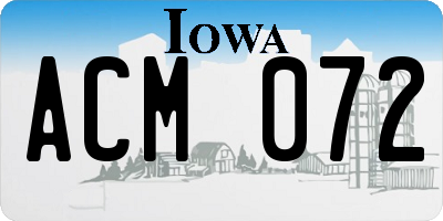IA license plate ACM072